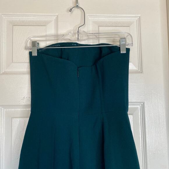 DRESS THE POPULATION Madison Strapless Fluted Midi Dress Slit Pine Size Small - Picture 9 of 11